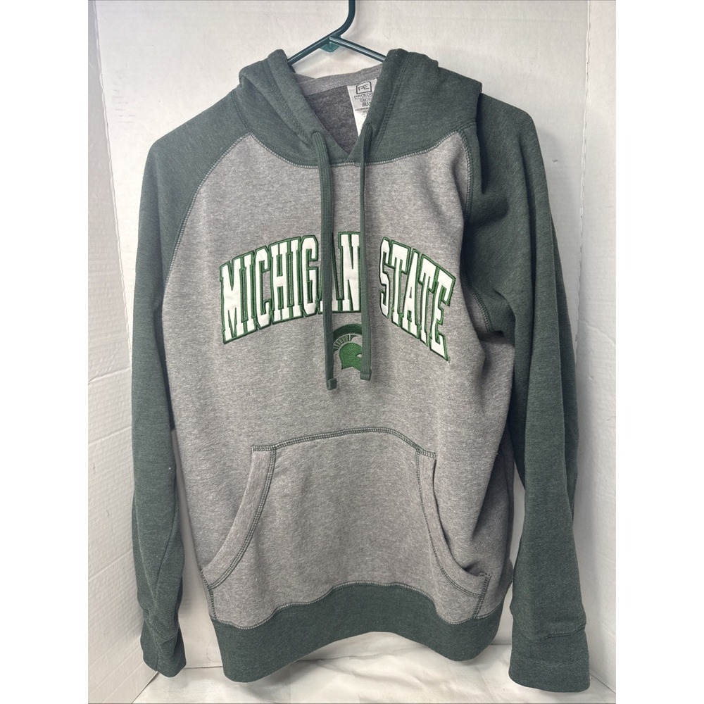 VTG 90s Michigan State Spartans Hoodie Champion Mens Gray Green NCAA College MSU